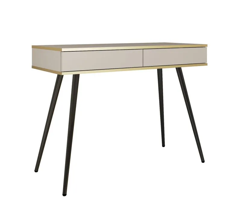 Table de maquillage élégante beige | 2 tiroirs push-to-open | Finitions ABS | Design moderne Horsham 69