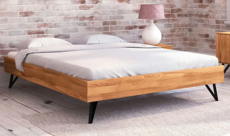 Lit double Masterton 03 | Bois de hêtre massif huilé | Couchage 160 x 200 cm | Design haut de gamme