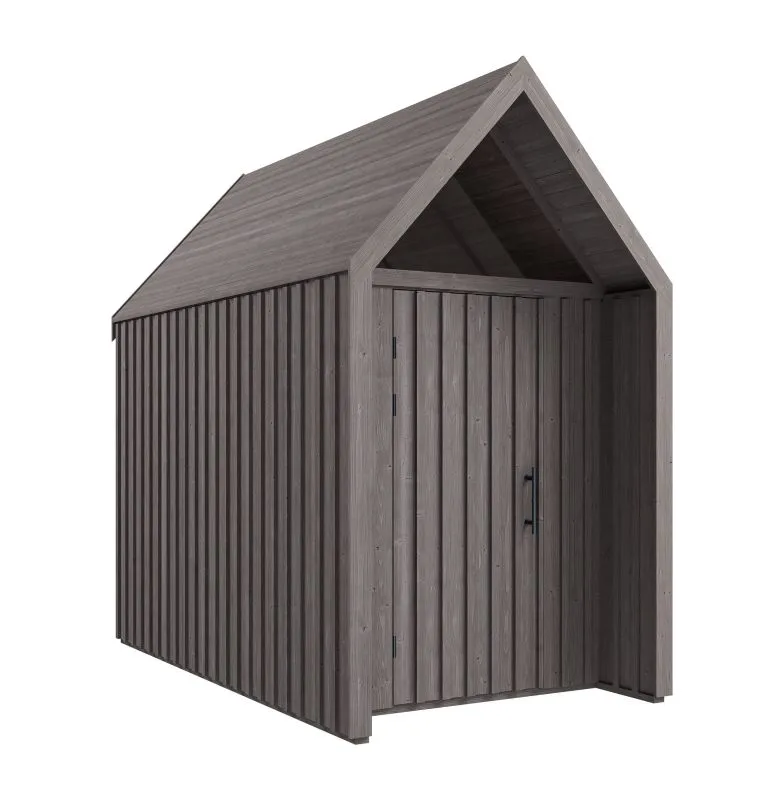 Abri de jardin à toit en pente / Fenêtre triangulaire / Gris-marron / Surface au sol : 4,50 m² / Style scandinave / Dimensions extérieures : 162,4 x 207,7 cm / Malmö 20