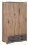 Armoire à portes coulissantes / Penderie Sidonia 10, Couleur : Chêne Artisan / Gris - Dimensions : 203 x 118 x 61 cm (H x L x P)