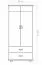 Étroite Armoire | 2 portes battantes | 2 tiroirs | 1 casier | avec tringle à vêtements | 80 cm de large | Bois massif | Couleur: Naturel Abbildung