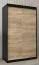 Armoire à portes coulissantes / Penderie Bisaurin 2A, Couleur : Noir / Chêne de Sonoma - Dimensions : 200 x 120 x 62 cm ( H x L x P)