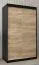 Armoire penderie à portes coulissantes Bisaurin 2A | Noir & Chêne Sonoma | 200 x 120 x 62 cm