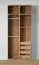 Armoire ouverte / 2 tringles à vêtements / Couleur : Chêne Puccini / 4 compartiments / 4 tiroirs intérieurs / Dimensions : 102 x 55 x 234 cm / 1 étagère en bois / Pour chambre à coucher
