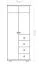 Armoire | 2 portes battantes | 4 tiroirs | 3 casiers | avec tringle à vêtements | 92 cm de large | Bois massif | Couleur: Naturel Abbildung