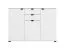 Commode blanche lumineuse Pecini 04 | 2 tiroirs | 3 portes | 8 compartiments | Poignées noires | 95 x 135 x 40 cm