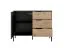 Commode étroite avec système Soft-Close Fouchana 11, Couleur : Noir / Chêne artisan - dimensions : 81 x 103 x 39,5 cm (h x l x p), avec trois tiroirs