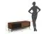 Meuble TV bas Salleron 03 | Chêne massif huilé tabac | 1 porte vitrée, 1 porte bois | 52 x 200 x 50 cm | 4 compartiments