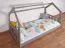 Lit cabane enfant 80 x 160 cm | Pin massif gris laqué | Sommier inclus