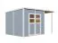 Abri de jardin / 19 mm maison de jardin en éléments / incl. toit rapporté / surface au sol : 9,18 m² / laqué gris clair / incl. plancher / toit plat / Freiberg 03