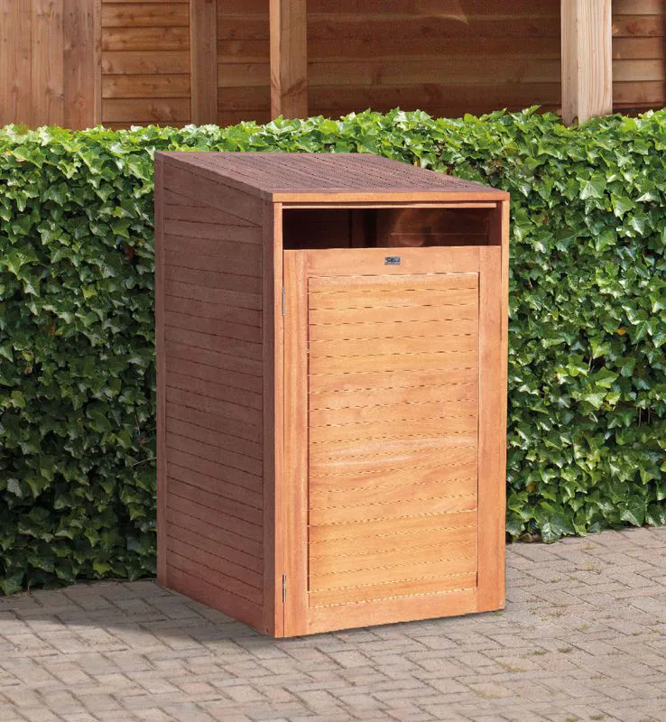 Abri pour poubelles Cubo Individuel, bois dur - Dimensions : 84 x 75 x 135 cm (L x l x h)