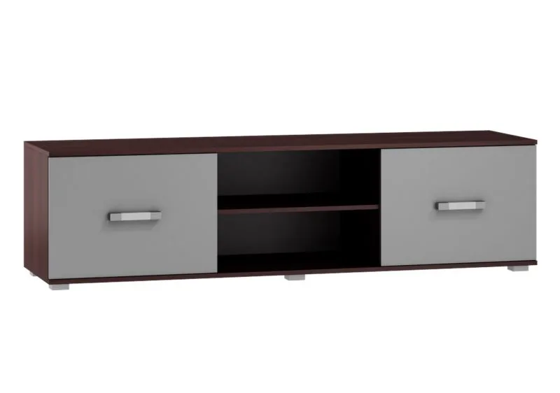 Meuble TV Tabubil 10 | Wengé & Gris | 48 x 180 x 48 cm | Design moderne et grande capacité