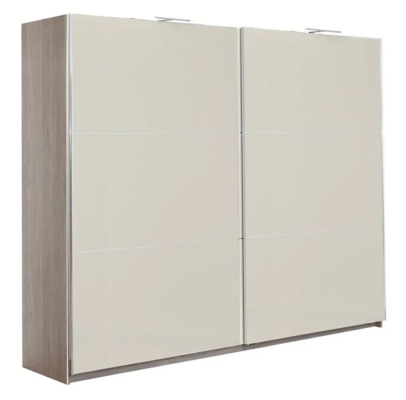 Armoire portes coulissantes Sabadell 13 | Chêne & beige brillant | 222 x 269 x 64 cm | Design moderne