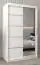 Armoire à portes coulissantes / Penderie Jan 02B avec miroir, Couleur : Blanc mat - Dimensions : 200 x 120 x 62 cm ( H x L x P)
