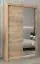 Armoire à portes coulissantes / Penderie avec miroir Tomlis 02B, Couleur : Chêne de Sonoma - Dimensions : 200 x 120 x 62 cm (H x L x P)