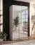 Armoire de chambre à coucher avec miroir / Couleur : Cachemire / 1 compartiment / 1 tringle à vêtements / Fonction Soft-Close / Chants ABS / Poignées : Or / Dimensions : 100 x 52 x 202 cm / Penderie