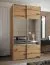 Penderie / Armoire à portes coulissantes / 245,5 x 130 x 64 cm / 2 portes coulissantes / Soft-Close / 6 compartiments / 2 tringles à vêtements / Couleur : Chêne Artisan / Miroir