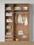 Armoire ouverte / 2 tringles à vêtements / Couleur : Chêne Puccini / 8 compartiments / 2 tiroirs intérieurs / Dimensions : 154 x 55 x 234 cm / 5 étagères en bois / Pour dressing-room
