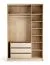 Porte pliante / Armoire / Couleur : Blanc / Chêne / 2 portes / 3 tiroirs / 140 x 60 x 225 cm / Une tringle à vêtements / Éclairage LED avec capteur inclus