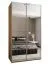 Penderie / Armoire à portes coulissantes / 2 tringles à vêtements / 245,5 x 140 x 64 cm / 2 portes coulissantes / Soft-Close / Miroir / Couleur : Chêne Artisan / 6 compartiments