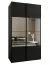 Penderie / Armoire à portes coulissantes / 245,5 x 130 x 64 cm / 6 compartiments / 2 tringles à vêtements / 2 portes coulissantes / Miroir / Soft-Close / Couleur : Noir