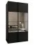 Penderie / Armoire à portes coulissantes/ Miroir / 245,5 x 140 x 64 cm / 2 tringles à vêtements / 6 compartiments / Soft-Close / 2 portes coulissantes / Couleur : Noir