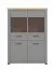 Salon moderne - Ensemble B Banat, 4 pièces, Couleur : Chêne Artisan / Gris graphite / Gris, protection des bords ABS, deux vitrines, un meuble TV et une tablette murale