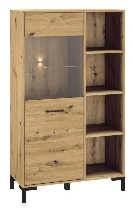 Vitrine Pandrup 19 | Chêne | 153 x 90 x 40 cm | 1 porte, 8 compartiments