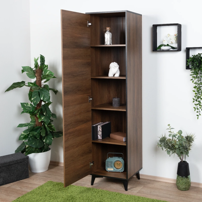 Armoire Altels 18, Couleur : Noyer - Dimensions : 185 x 48 x 40 cm (H x L x P)