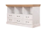Meuble TV style campagne | Pin blanc & marron | 75 x 127 x 46 cm | 6 tiroirs | Série Badile