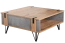 Table basse design industriel Atule 12 | Chêne & Gris | 80 x 80 x 37 cm | Pieds métal robustes