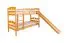Lit superposé avec toboggan 80 x 200 cm | Hêtre massif naturel laqué | Séparable en 2 lits | Easy Premium Line K27/n