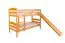 Lit superposé avec toboggan 90 x 200 cm | Bois de hêtre massif naturel | Séparable en 2 lits simples | Easy Premium Line K29/n