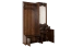 Armoire vestiaire avec miroir style campagne | Pin massif noyer 28A | 200 x 125 x 41 cm | 2 tiroirs, 5 crochets, tablette chapeaux