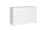 Commode robuste en pin massif blanc Junco 172 | 4 tiroirs, 2 niches | 78 x 121 x 42 cm | Design moderne