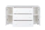 Commode en bois de pin massif blanc Junco 169 | 3 tiroirs & 4 compartiments | 78 x 140 x 47 cm