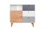 Commode chambre ado Syrina 08 | Blanc, gris & chêne | 96 x 103 x 45 cm | Design moderne