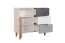 Commode chambre ado Syrina 08 | Blanc, gris & chêne | 96 x 103 x 45 cm | Design moderne