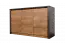 Commode Selun 03, couleur : chêne brun foncé / gris - 80 x 130 x 43 cm (h x l x p)