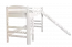 Lit mezzanine blanc avec toboggan 90 x 190 cm, en hêtre massif laqué blanc, convertible en lit simple, "Easy Premium Line" K30/n
