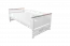 Lit d'enfant / lit de jeunesse Hermann 01 avec sommier à lattes et oreillers gris, couleur : blanc blanchi / couleur noisette, massif - 90 x 200 cm (L x l)