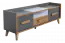 Meuble bas TV Caranx 7, couleur : blanc / chêne / anthracite - Dimensions : 57 x 160 x 42 cm (H x L x P)