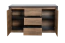 Commode Selun 02, couleur : chêne brun foncé / gris - 80 x 140 x 43 cm (h x l x p)