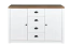 Commode Segnas 03, couleur : blanc pin / brun chêne - 88 x 130 x 43 cm (h x l x p)