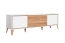 Meuble bas de télévision Tuanai 01, couleur : chêne / blanc brillant - 58 x 180 x 47 cm (h x l x p)