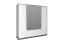Armoire / armoire à portes battantes Sousse 01, Couleur : Gris / Blanc - 202 x 200 x 57 cm (H x L x P)