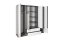 Armoire / armoire à portes battantes Sousse 01, Couleur : Gris / Blanc - 202 x 200 x 57 cm (H x L x P)