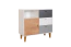 Chambre d'enfant - Commode Syrina 08, Couleur : Blanc / Gris / Chêne - Dimensions : 96 x 103 x 45 cm (H x L x P)