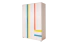 Chambre d'enfant - Armoire à portes battantes / Penderie Peter 02, Couleur : Pin Blanc / Orange / Jaune / Turquoise - Dimensions : 200 x 128 x 56 cm (H x L x P)