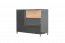 Commode Vaitele 12, couleur : anthracite brillant / noyer - 88 x 106 x 45 cm (h x l x p)